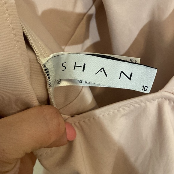 SHAN Eva Plunging Metallic One-Piece Swimsuit Rose Gold Sz 10 - Picture 7 of 8